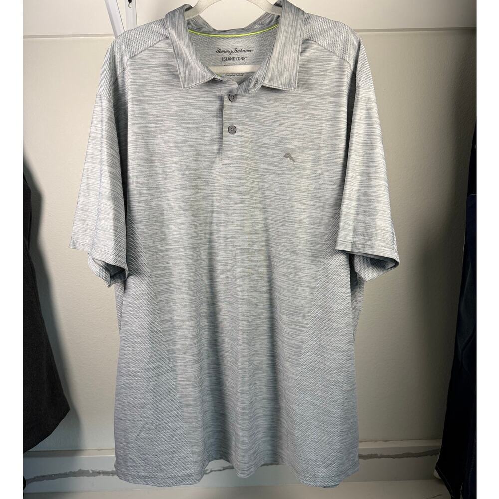 Tommy Bahama Island Zone Performance Polo‎ Shirt Men's Size 2XLB Gray XXL